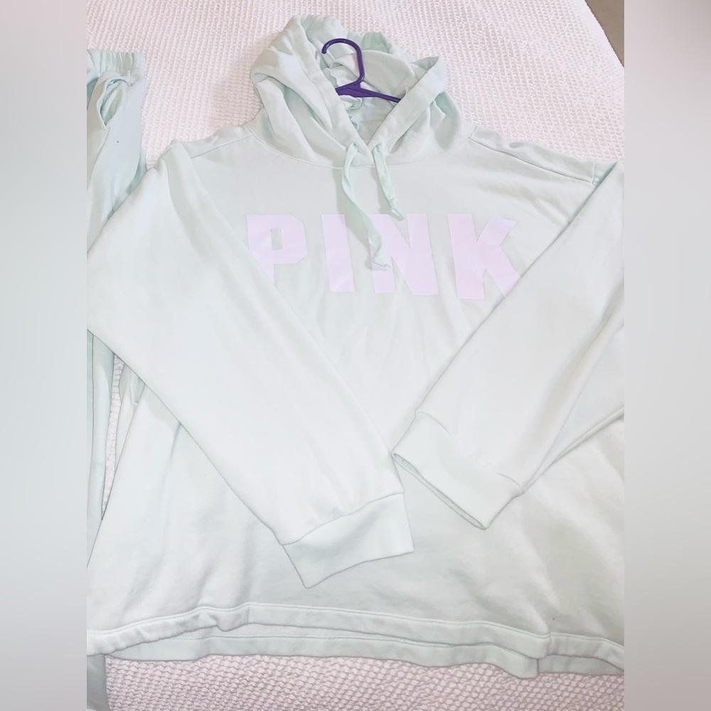 VS PINK VICTORIA LIGHT GREEN RAIN HOODIE♥︎